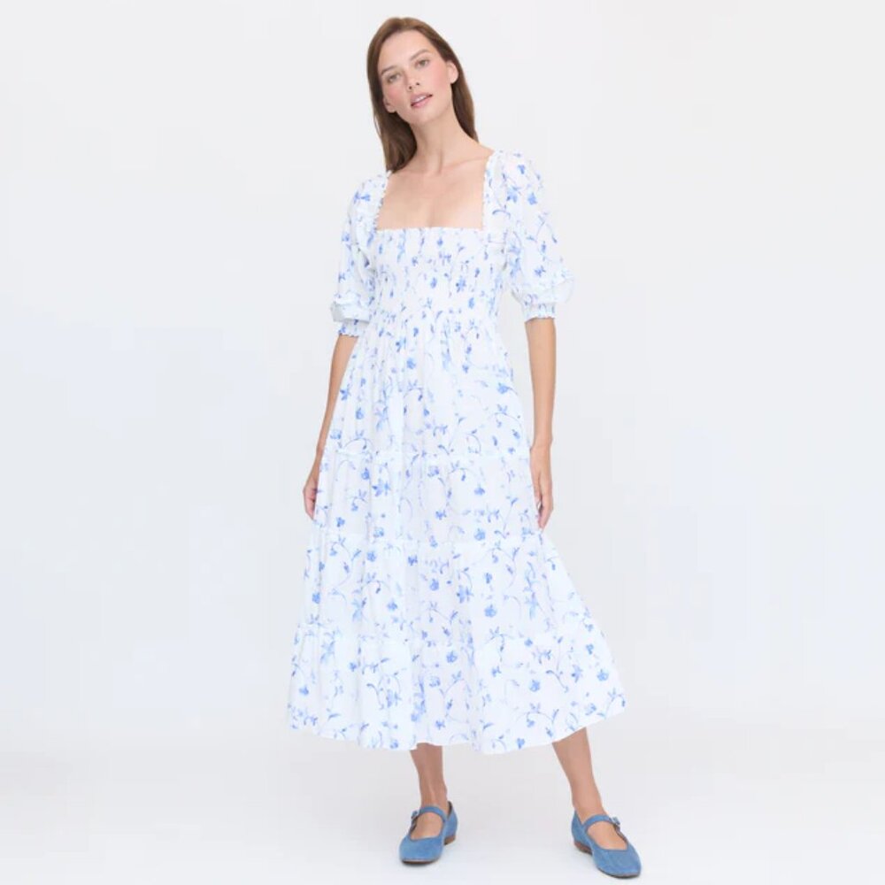 Hill House The Nesli Nap Dress - White Botanical - Size XS **worn once**